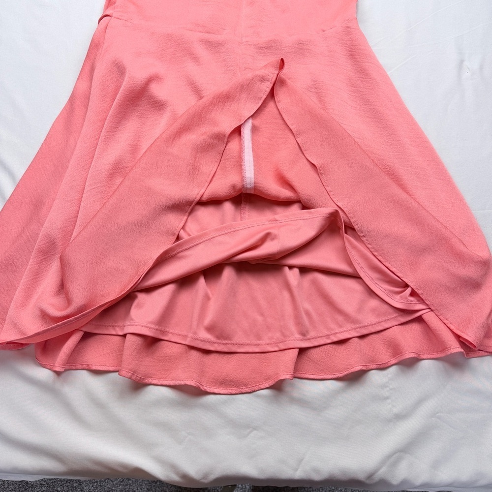 Express Coral Pink Wrap Mini Dress with Tie - Picture 6 of 8